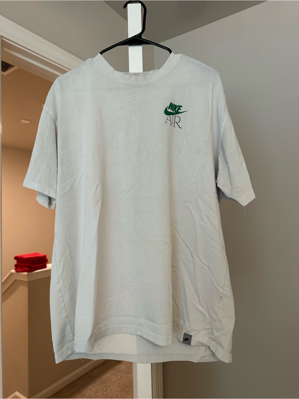 Nike Men’s White Short Sleeve Tee with Green Logo